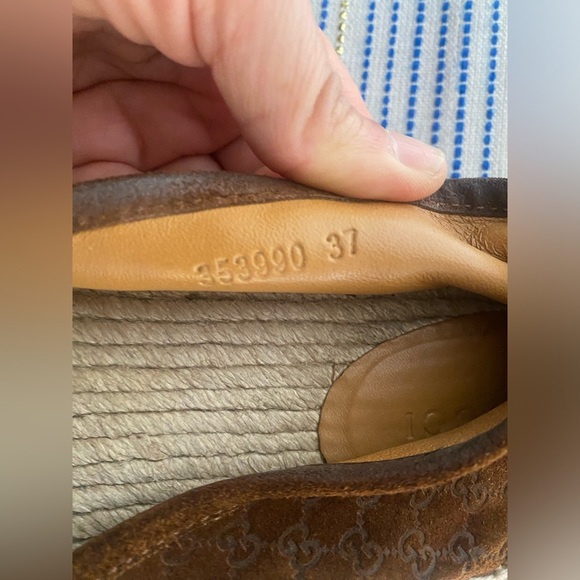 Gucci Suede Guccissima GG Espadrille Flats 37  Nut Brown Authentic - Picture 3 of 12